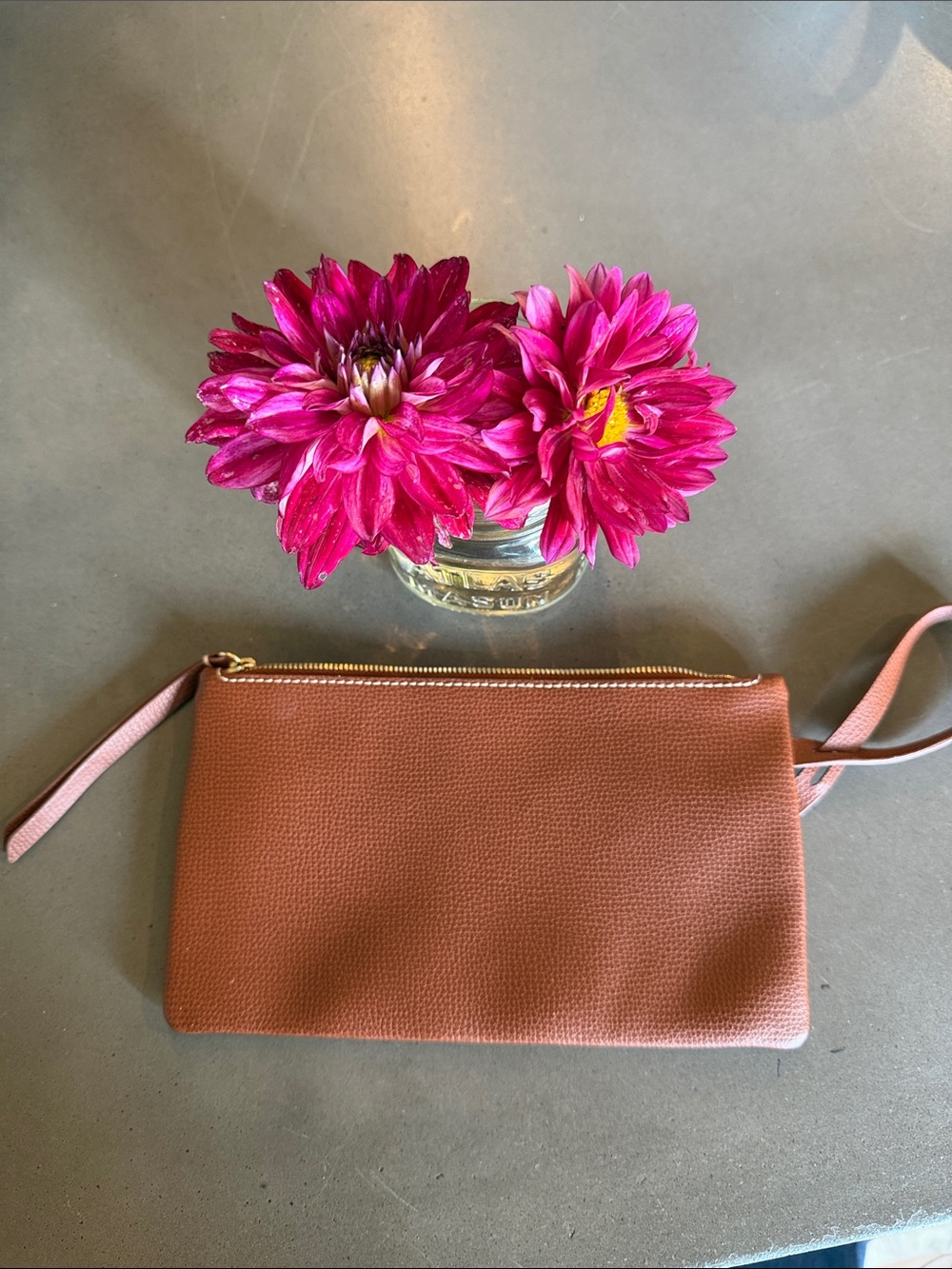 Polène Tan Pebbled Leather Wristlet Clutch - Picture 5 of 5